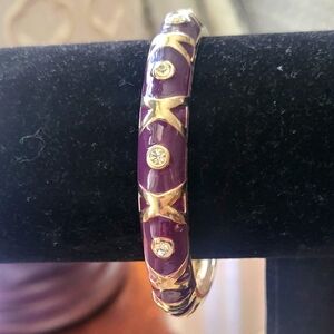 Elegant Purple and Gold Bangle Bracelet
